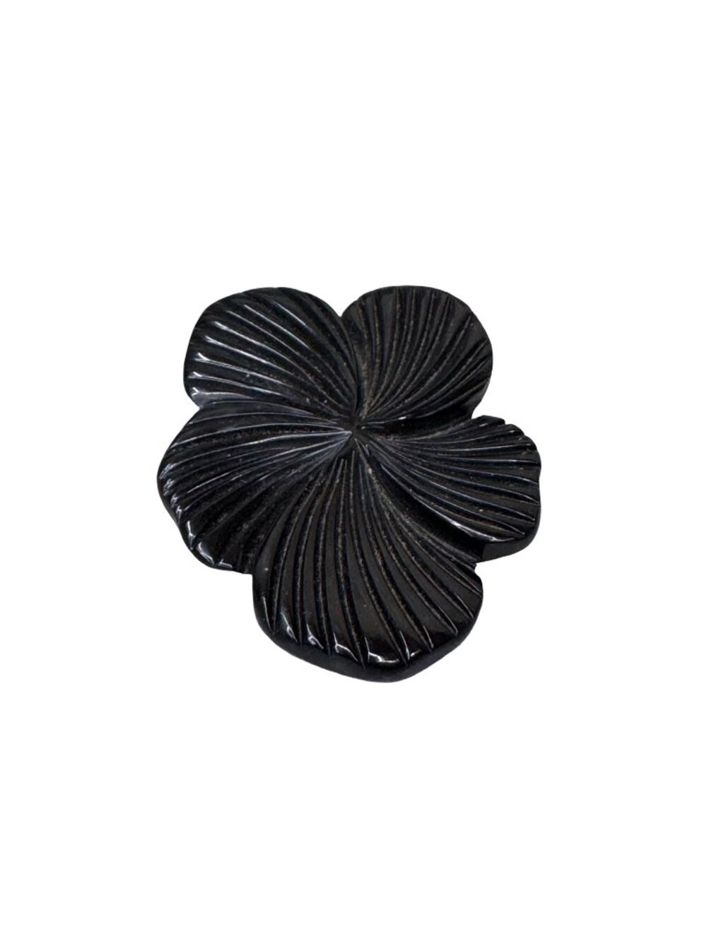 Black Flower-Shaped Scarf Clip Lucite Carved Flower 2" Dress Brooch Victorian